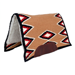 Almohadilla de lona de algodón con diseño Navajo occidental, forro de tela y cuero resistente para equitación y entrenamiento. - Product Image 1