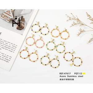 Orecchini a Cerchio in Acciaio Inossidabile Placcati Oro, Gioielli da Festa per Donne - Product Image 1