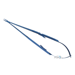 Portaagujas de Microcirugía con Bloqueo, Puntas de 1.0 mm, Instrumento Quirúrgico de 21 cm de Largo, Grado Industrial, Ensamblaje de Titanio, Logotipo Personalizado - Product Image 1