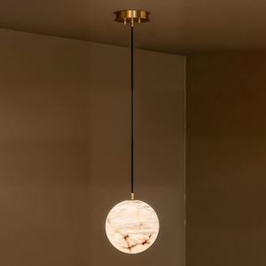 ModernLuxury Alabaster MarbleGlobe Pendant Light Chandelier forDining RoomLiving Room Villa Hotel custom alabaster light fixture - Product Image 5