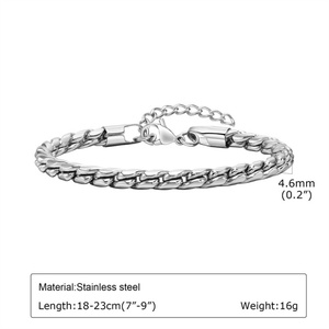 Bracelet personnalisé, bijoux hip-hop vintage, acier inoxydable, chaîne à maillons carrés géométriques, bracelets pour hommes - Product Image 6