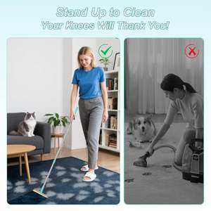 Custom 3 Pack toelettatura per animali domestici tappeto scopa 53 "regolabile con manico lungo riutilizzabile tappeto rastrello per animali domestici rimozione peli pelucchi - Product Image 2