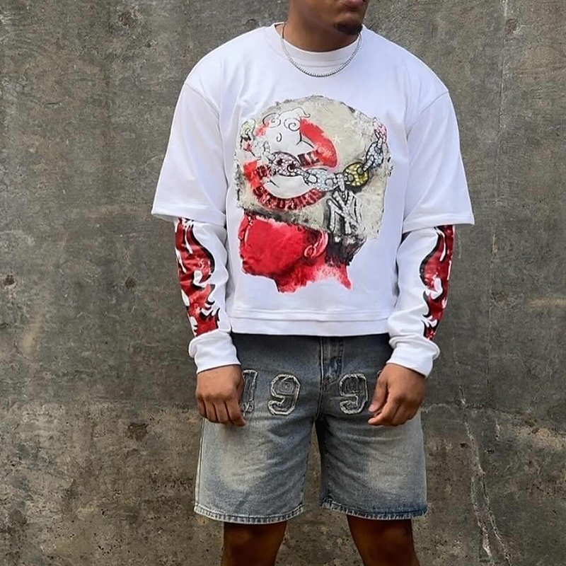 camisetas de manga larga anime de moda: