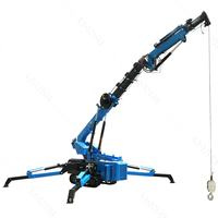 Mini-grue araignée hydraulique à flèche télescopique compacte pour travaux de levage en intérieur dans les espaces étroits