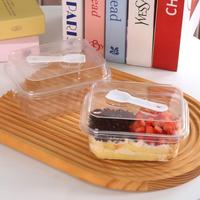 Boîte d'emballage alimentaire transparente en plastique PET jetable de 300 ml pour gâteaux bento, mousse, pâtisseries coupées, desserts et pâtisseries cuites