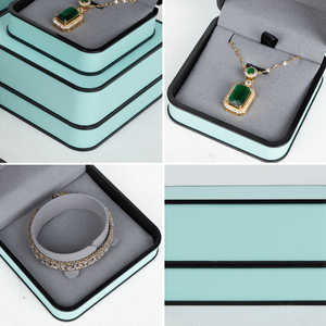 Zebopak Blue Jewelry Box Set with Black Trim Round Corner <b>Ring</b> Necklace Bracelet <b>Storage</b> Case Boutique Supplier - Product Image 2