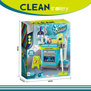 40 Pièces <span class=keywords><strong>Chariot</strong></span> de Nettoyage en Plastique pour Enfants, Jouet de Jeu de Rôle, Outils de Nettoyage à Piles - Product Image 4