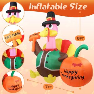 Pavo Gigante Inflable de 6 Pies para Acción de Gracias con Luces LED Giratorias de Colores para Decoración de Jardín Interior y Exterior en Otoño - Product Image 3