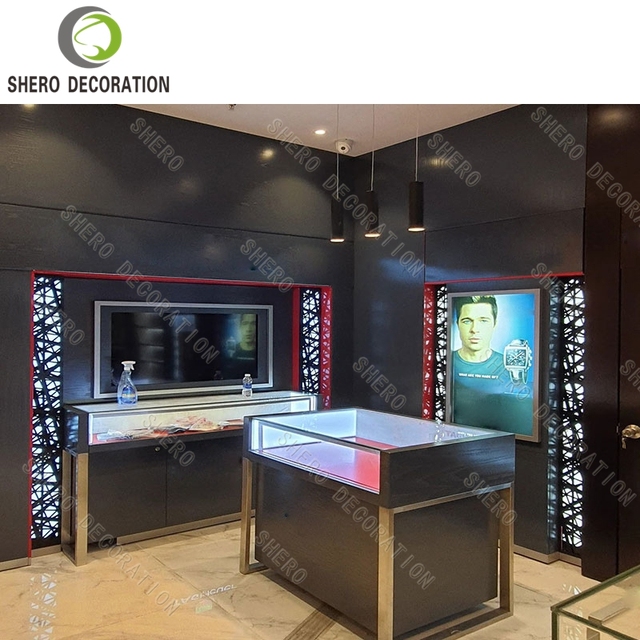 Acrylic LED Lockable Watch Display Case Rotating Display Cabinet Retail Store Rotating Smart Watch Display Case
