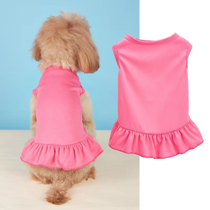 Vestido de perro de poliéster de 12 colores de color caramelo Vestido estampado de niña pequeña con encaje para uso de Primavera/Verano - Product Image 4