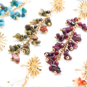 Bohemian Tourmaline Tassel <strong>Earrings</strong> Genuine Gemstone Grape <strong>Cluster</strong> Dangle <strong>Earrings</strong> Fairycore Jewelry for Women - Product Image 3
