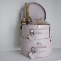 Boîte à souvenirs crème pour bébé avec compartiment Valises de voyage portables pour enfants Coffre à souvenirs Boîte cadeau à broderie pour cartes jouets