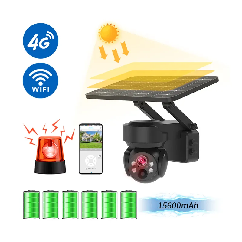 Ubox 4G Wifi Hd intelligente allarme energia solare Ptz fotocamera a doppia lente visione notturna telecamera solare