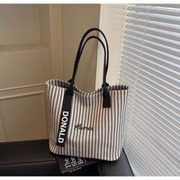 Sac fourre-tout en toile rayé de haute qualité, grande capacité, décontracté, personnalisable avec impression de lettres, sac à bandoulière