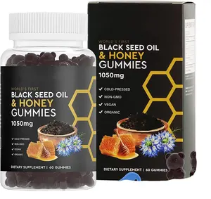 Gomas sem açúcar Halal de fábrica OEM, gomas super antioxidantes, combinação de sementes pretas e mel, suplementos de saúde