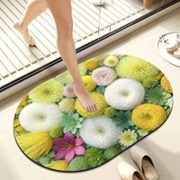 3D-Gedruckte Superabsorbierende Badematte Rutschfest Klassischer Stil Blumenmuster Ovale Form Umweltfreundlicher Badezimmerteppich für Zuhause und Hotel