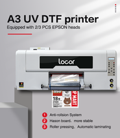 Nueva Llegada Locor con 3 Cabezales Xp600 de 30cm A3, Plotter de Impresión de Calcomanías de Transferencia UV e Impresora UV DTF Rollo a Rollo de Película AB