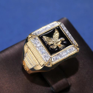 بسعر الجملة من المصنع خواتم رجالي ذهبية على شكل النسر مرصعة بالألماس خواتم رجالي ذهبية - Product Image 3