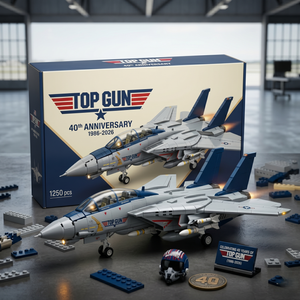 Set de Bloques de Construcción MOC del Avión de Combate F-14 Tomcat - Edición Aniversario de 1250 Piezas, Modelo de Avión para Armar, Juguete de Ladrillos para Adultos - Product Image 1
