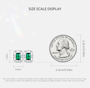 <span class=keywords><strong>Bamoer</strong></span> fábrica 925 plata esterlina brillante cuadrado Stud pendientes verde circón pendientes Unisex joyería fina para mujeres BSE803 - Product Image 6