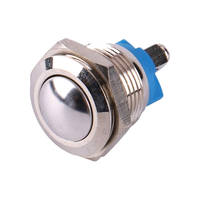 Interrupteur à bouton-poussoir à tête dôme en laiton étanche IP65, bornes à vis, commande électronique, interrupteur métallique 16 mm sans lumière