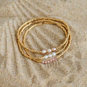 Ensemble de bracelet et bague en perles d'eau douce naturelles tissées à la main YF8276 INS, plaqué <span class=keywords><strong>or</strong></span> 18 carats, acier inoxydable étanche - Product Image 2