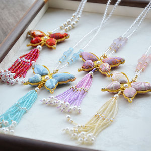 Collar de borlas con diseño de mariposa de brocado, estilo chino tradicional, accesorio para fiesta Cheongsam - Product Image 2
