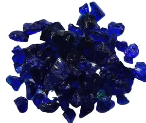 Fire Glass Rocks For Fire Pit 1/2 Inch 10 Pounds Cobalt Blue Fire Glass For Outdoors And Indoors Fire Pit Table Fireplace
