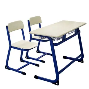good quality two students desk and chair school furniture in school sets