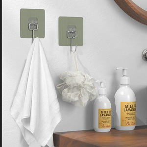 Self Adhesive Wall <b>Hook</b> Rectangle Minimalist Design For <b>Kitchen</b> Bathroom Use With Strong Adhesion No Drilling Required - Product Image 5