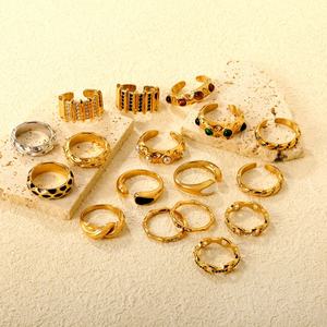 Bagues de mariage en acier inoxydable plaqué or 18 carats, style européen et américain, géométriques ouvertes, bijoux de mode pour femmes, vente en gros - Product Image 1