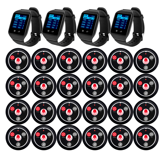 CATEL Cafe Waiter Service Buzzer Restaurant Table Call Button Transmitter Watches Clock Waiter Pager Wireless Calling System