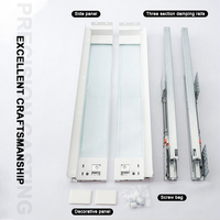 Tiroir coulissant pour armoire de cuisine, couleur blanche, fermeture douce, panneau latéral en verre, métal