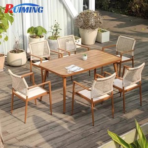 Garden Terrace HPL <span class=keywords><strong>Panel</strong></span> Table Set Patio Balcón PE Rattan Sillas de comedor y mesa al aire libre Muebles súper duraderos - Product Image 5