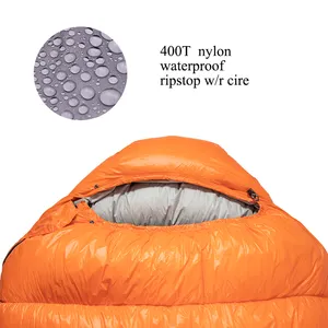 Kış için mumya uyku tulumu ördek aşağı açık kamp 1500g ışık Downproof yetişkin özel Logo soğuk hava uyku tulumu