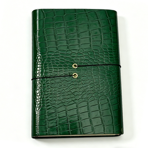 Factory Stock Custom Vintage Travel Paper <b>Notebook</b> A5 Diary Cover Green Crocodile Texture PU <b>Leather</b> Waterproof Embossing Design - Product Image 4
