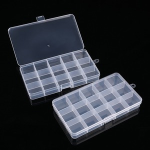Caja de almacenamiento de plástico transparente, rectángulo de 15 compartimentos con tapa para joyería, herramientas, piezas de equipo de pesca, contenedor organizador - Product Image 3