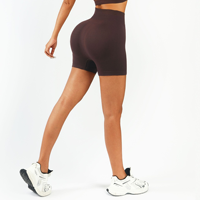 Shorts de yoga taille haute pour femmes, grande taille, en spandex/nylon, avec logo personnalisé, sans couture, élastiques à la taille, respirants et à séchage rapide, avec contour 3D