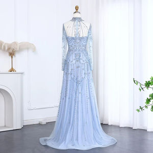 <span class=keywords><strong>Abito</strong></span> <span class=keywords><strong>da</strong></span> sera blu a collo alto a maniche lunghe Dubai di lusso per le donne festa di nozze abiti <span class=keywords><strong>da</strong></span> cerimonia Lsz587-1 - Product Image 2