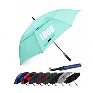 Factory Wholesale Custom Logo Prints <b>Large</b> Double Canopy Vented Windproof Branded Golf <b>Umbrella</b> Promotional Straight <b>Umbrella</b> - Product Image 1
