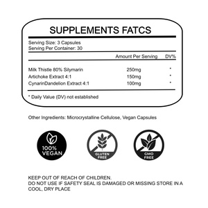 Rainwood Chardon-Marie, Pissenlit et Artichaut en Capsules 500mg Soutien Hépatique 60 Capsules - Product Image 4