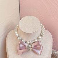 Colliers réglables pour animaux de compagnie Princess Pink, style collier de perles doux, pour chiens, motif uni doux