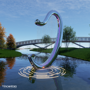 Vincentaa peut être personnalisé Sculpture de <span class=keywords><strong>harpe</strong></span> de haute qualité en acier inoxydable éclairage Art Sculpture usine - Product Image 4