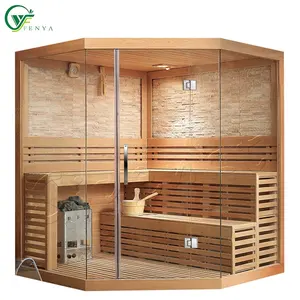 Casa de sauna al aire libre para 6 personas de madera maciza de lujo salas de vapor secas tradicionales