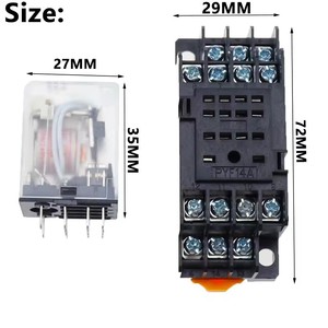 HH54P MY4NJ relé enchufable PYF14A DC/AC 12V 24V 36V 48V 110V 220V DC/AC 5A contacto plateado 14 pines 4PDT rele socket - Product Image 2