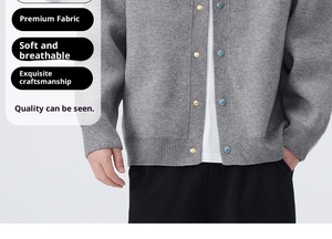 Mùa thu mùa Đông Mới Áo len nam Áo len cũ tiền màu ngọc lam nút ODM 100% <span class=keywords><strong>Polyester</strong></span> chống Đóng cọc len thô nước ngoài - Product Image 6