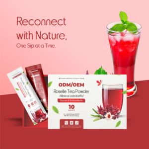 Bebida funcional premium OEM de roselle de hibisco orgánico, mezcla instantánea soluble, salud cardiovascular, bebida natural para el bienestar. - Product Image 2