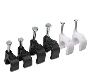 Пластиковые круглые кабельные зажимы серии CHK/CHR/CHF с двойными гвоздями или одинарными гвоздями, кабельные крепежные зажимы, квадратная стальная проволока для ногтей