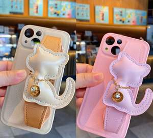 Wholesale Cute Cartoon Kitten Keychain PU Leather Bag Charm Car <b>Key</b> <b>Ring</b> & Wrist Strap Pendant Customizable Fashion Accessory - Product Image 5