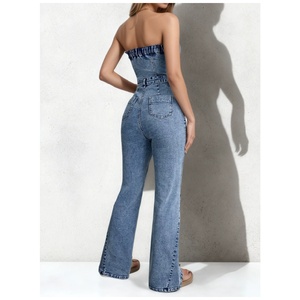 Combinaison en <span class=keywords><strong>jean</strong></span> pour <span class=keywords><strong>femme</strong></span>, style rétro américain, taille européenne et américaine, tissu extensible, en stock, best-seller pour l'été - Product Image 6